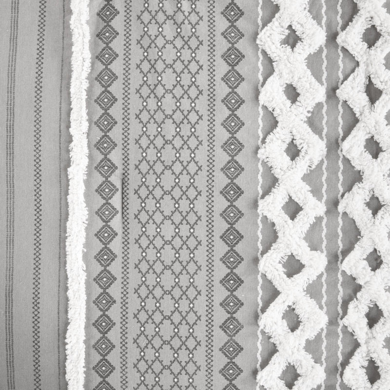 Édredon en chenille gris - Motif de literie en coton double / grand