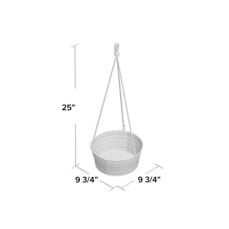 Prokop Handmade Metal Hanging Planter, 4" H x 9.75" W x 9.75" D