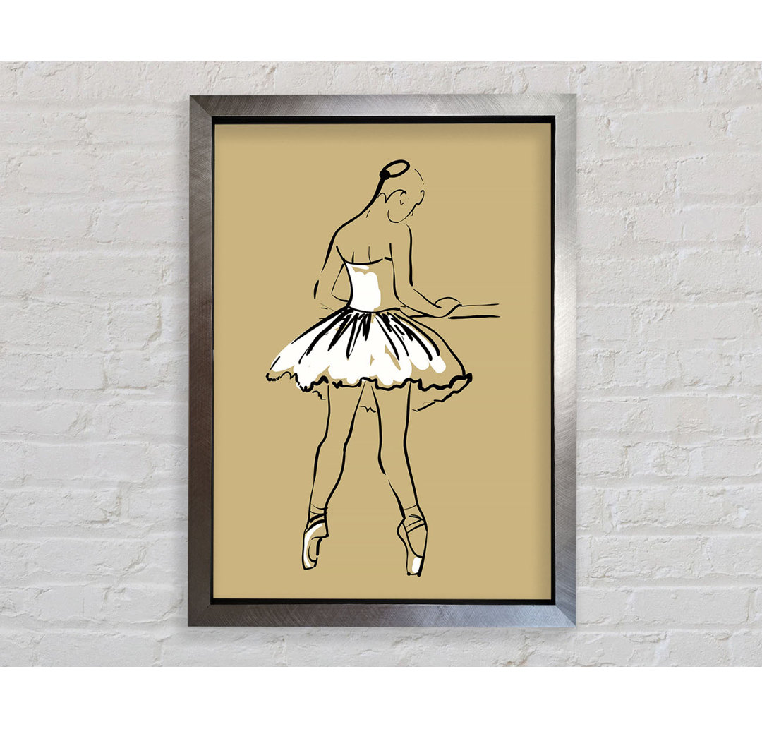 Beige Weiß Ballerina 2 - Einzelner Bilderrahmen Kunstdrucke