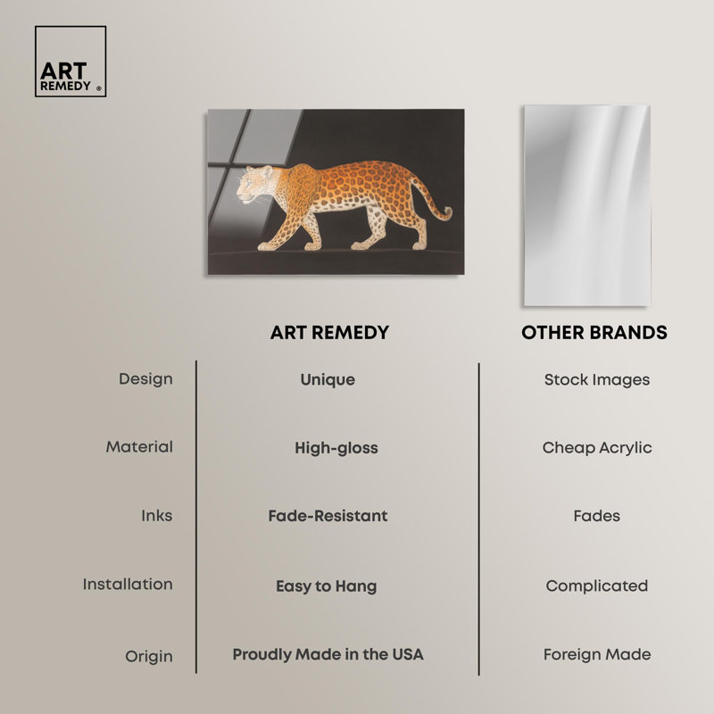 Décoration murale en acrylique Golden Leopard par Art Remedy, prête à être accrochée, H 10 po x l 15 po