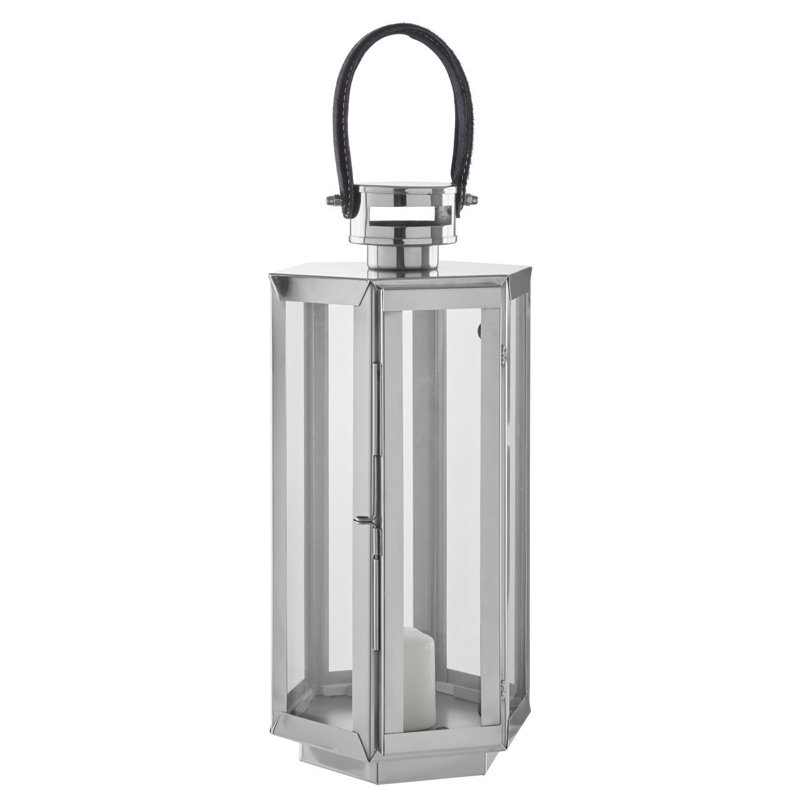 Francesca Tabletop Lantern, Silver, 50 cm H x 19 cm W x 19 cm D