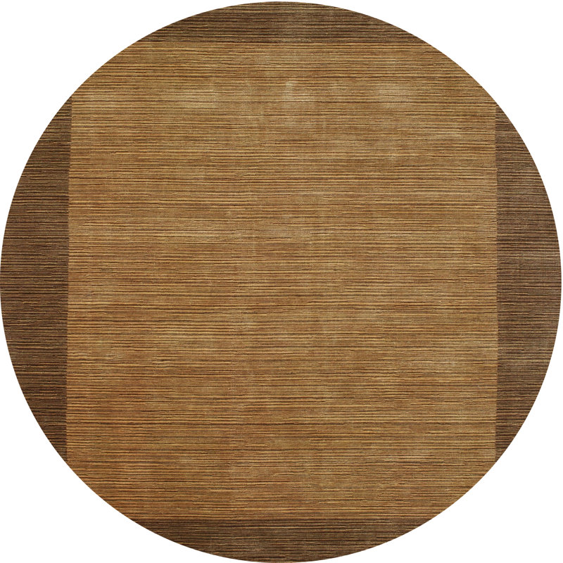 Tapis contemporain brun, Rond 5 pi