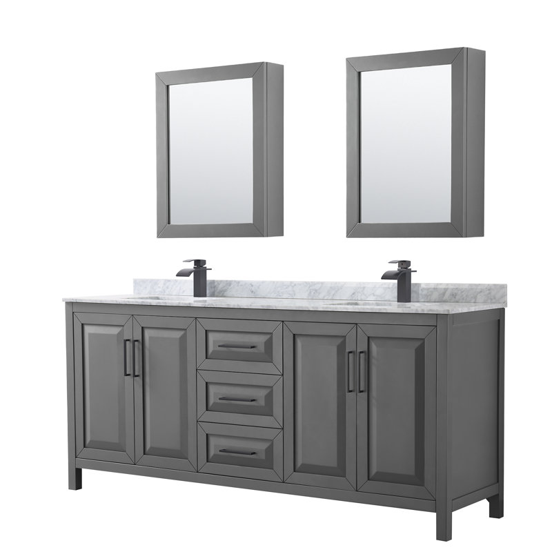 Daria 80'' W Double Vanity, Dark Gray, Polished Chrome
