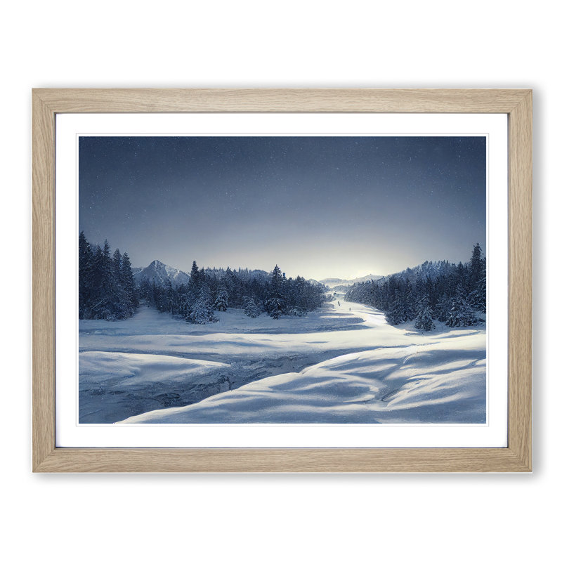 Uplifting Winter Forest - Framed Print, 34cm H x 46cm W x 2cm D, Oak