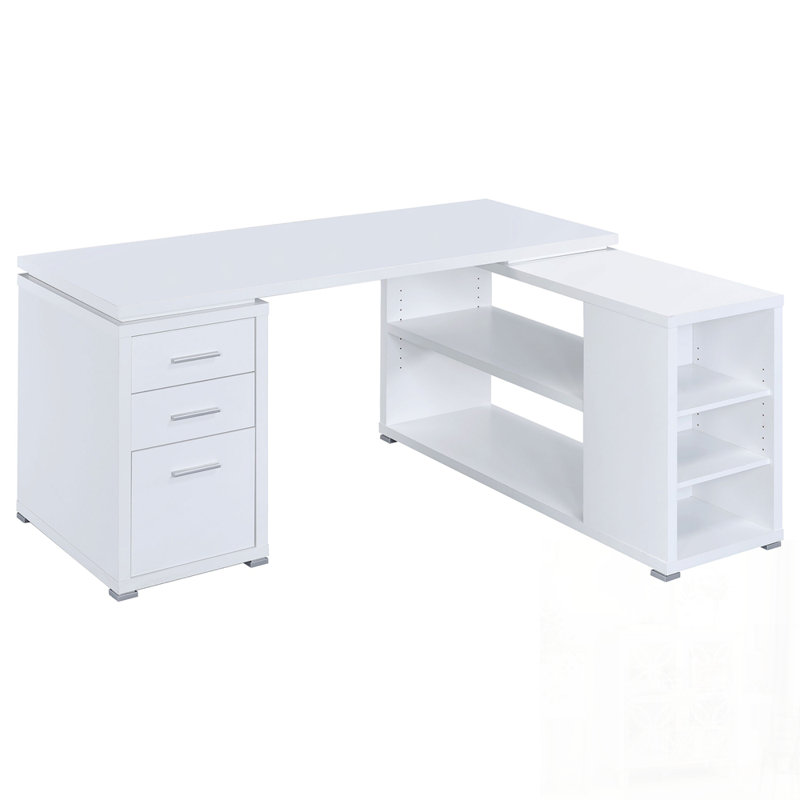 Bureau d'ordinateur en L pour bureau en coin, Blanc