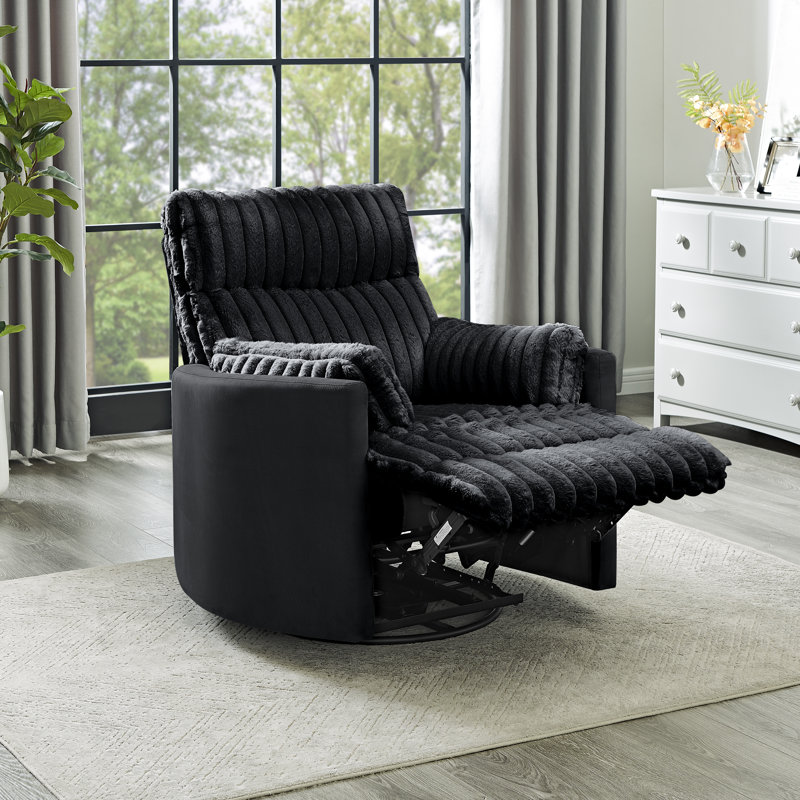 Fauteuil inclinable manuel en velours côtelé Sabria Bocaton, Noir