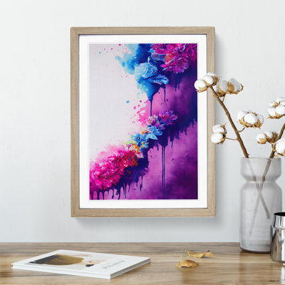 Flowers Dripping Paint No.4 Abstract - Framed Print
