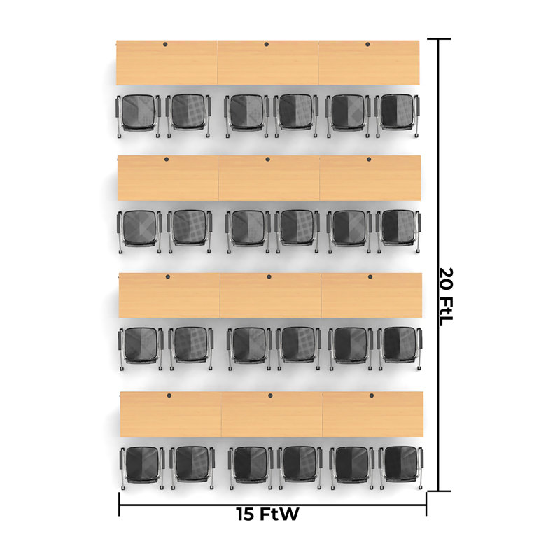 24 Person Training Meeting Seminar Tables with Modesty Panels and 24 Chairs Complete Set