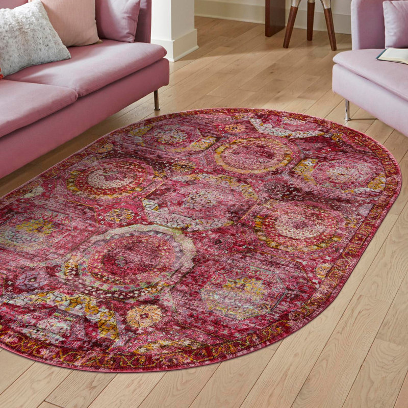 Tapis rose Folmar, Ovale 4 pi 1 po x 6 pi 1 po