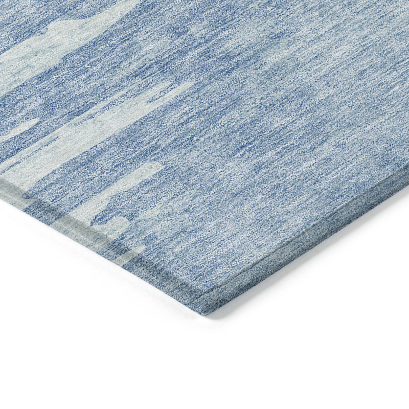 HomeRoots 3' X 5' Sky Blue And Denim Blue Abstract Washable Indoor Outdoor Area Rug