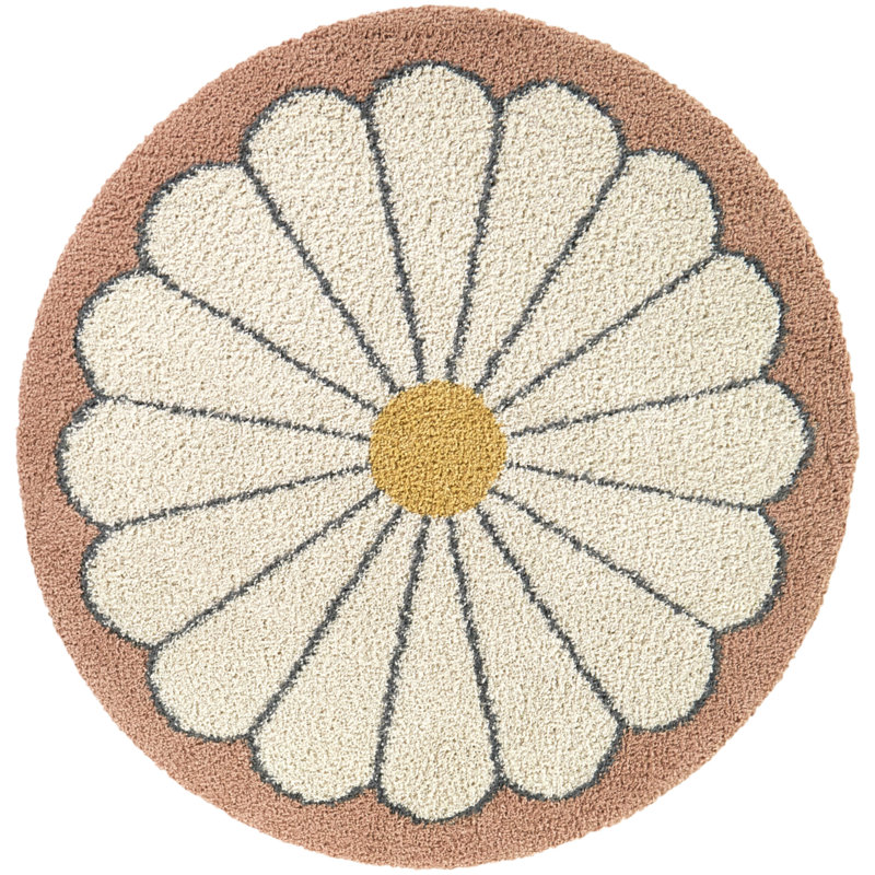 Tapis Lily Lily, Crème, crème, Rond 5 pi 3 po