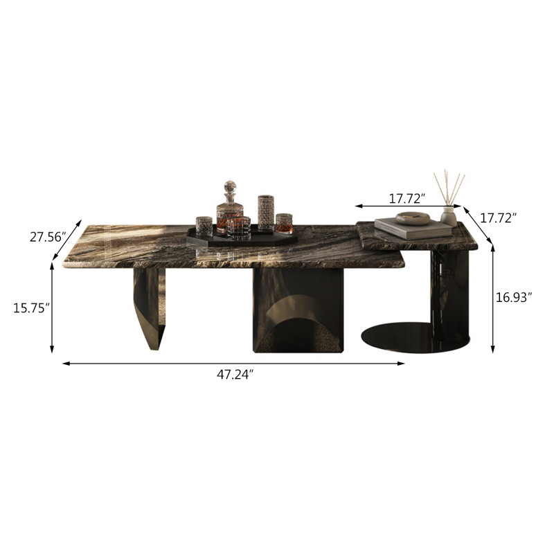Ensemble de tables basses Brown Natural Luxury, 16.93" H x 64.96" W x 27.56" D