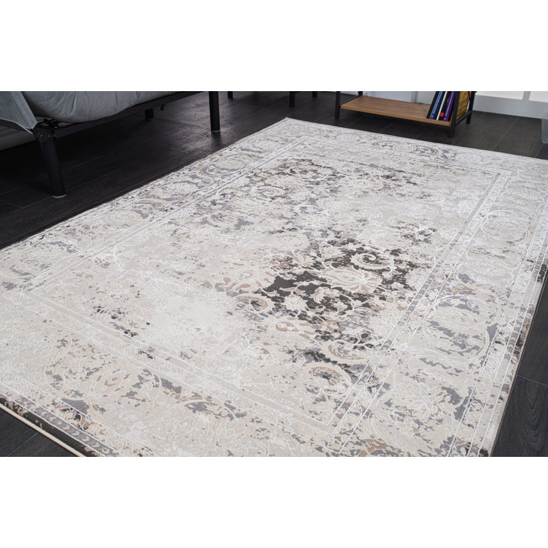 Tapis oriental gris / noir Sohil, Rectangle 5 pi 2 po x 7 pi 6 po