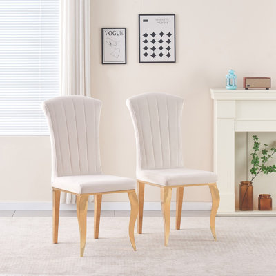 Balhi 5-Piece Round 43.11'' Table and Velvet Metal Chairs Dining Set
