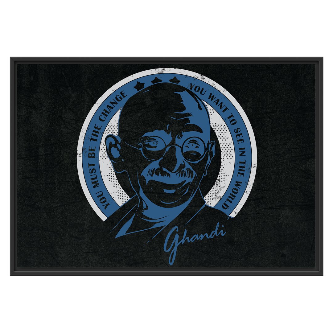 Gerahmtes Wandbild Ghandi Black