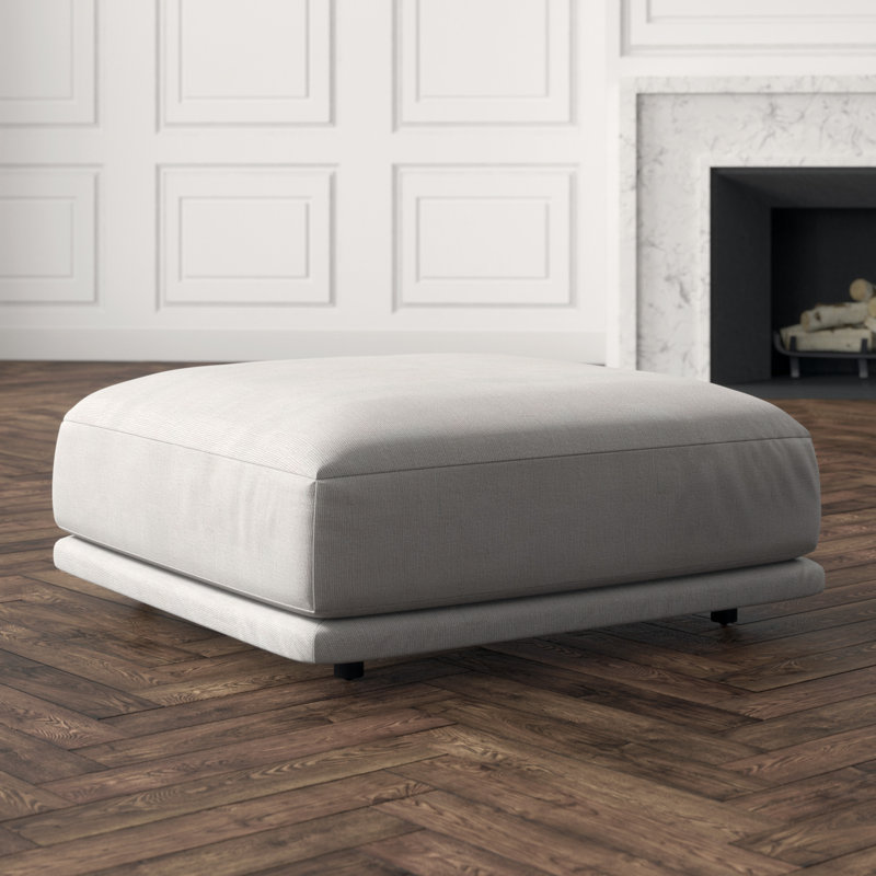 Sunday Square Ottoman, Agnew Gray Textured Basketweave