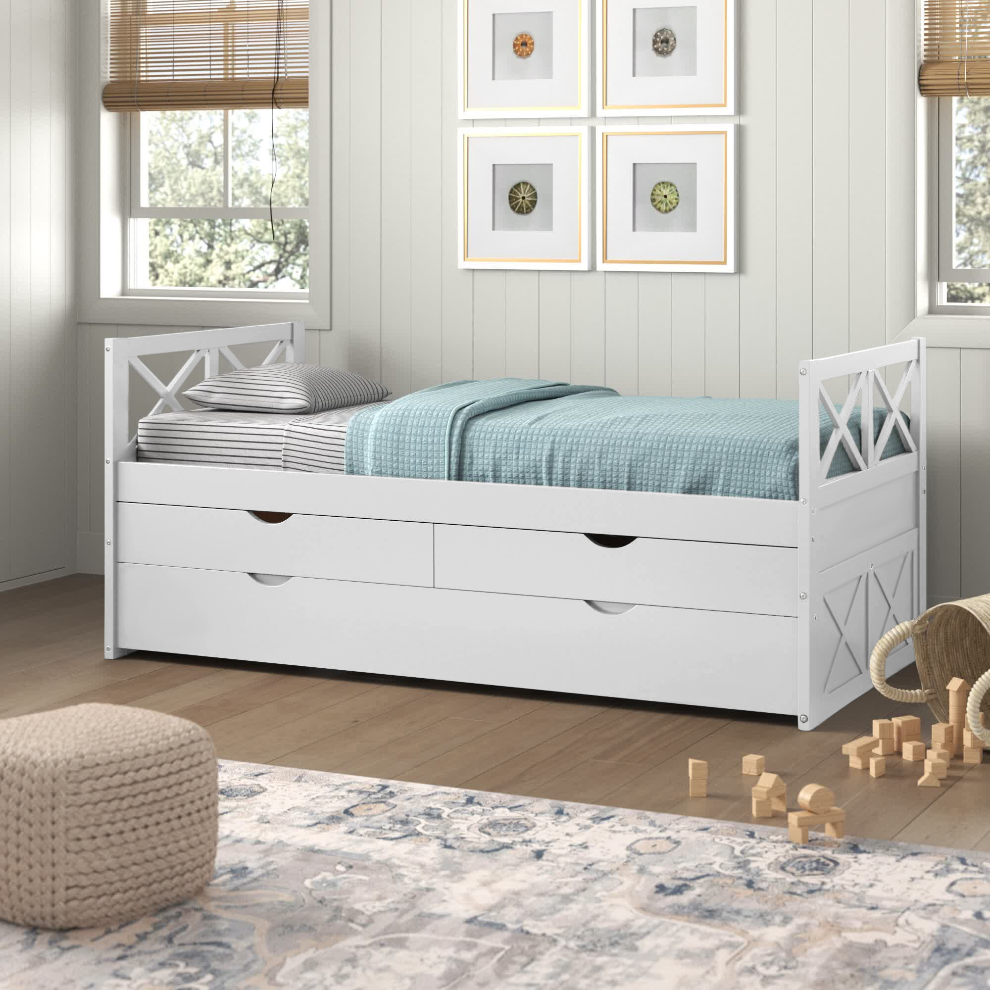 Sand & Stable Baby & Kids Hopkins Kids Twin Daybed with Trundle with ...