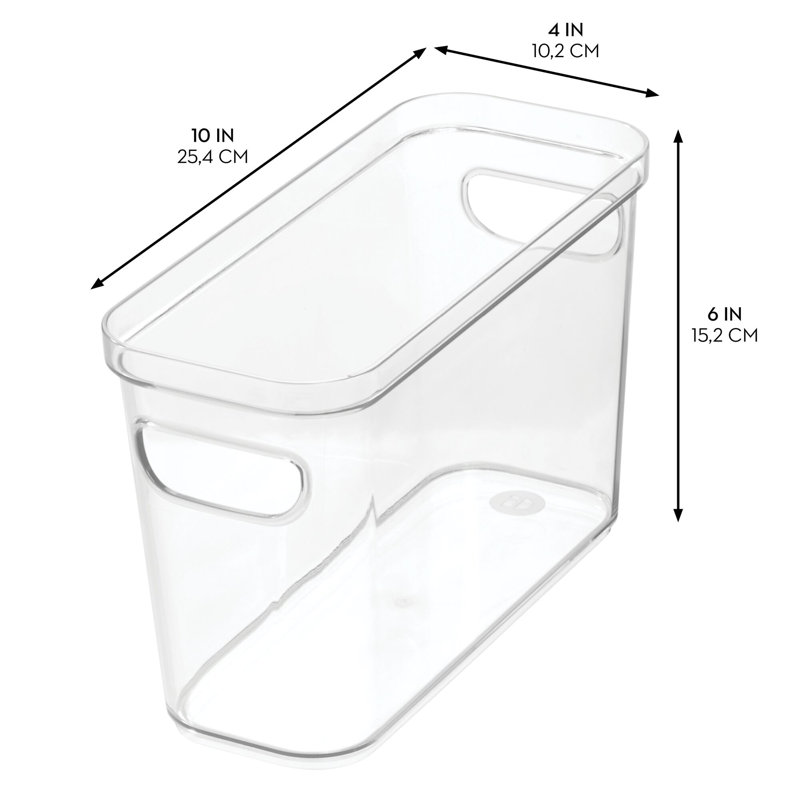 iDesign Crisp Fridge and Pantry Storage Organizer Bin with Handles, 10" x 4" x 6" - Clear