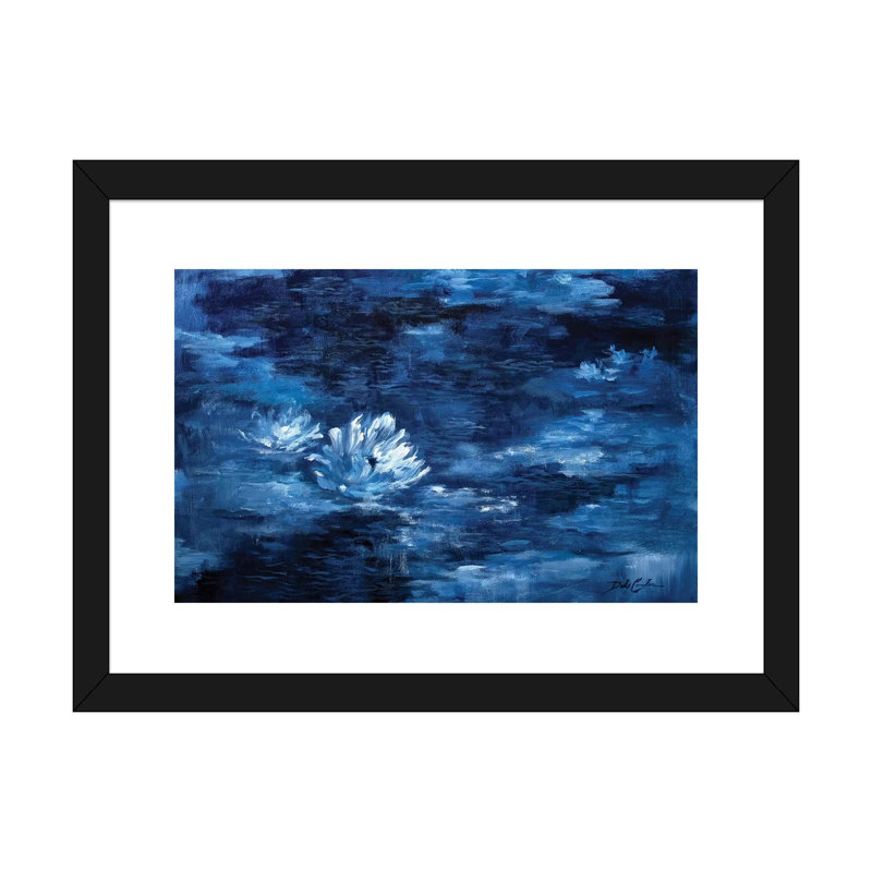 Reproduction d’art, "par le Moonlight" par Debi coules, H 24 po x l 32 po x P 1 po, Papier encadré noir, Blanc