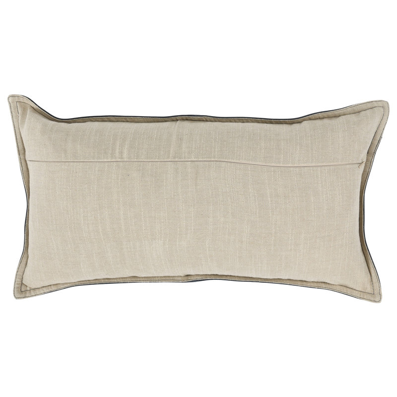 Kosas Home Cheyenne 100% Leather Throw Pillow, Nightfall Blue, Rectangular, 14" x 26"