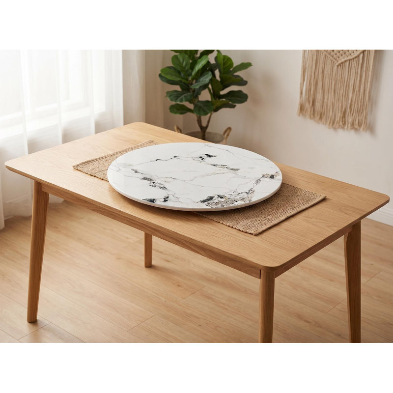 Table tournante, H 0,47 po x L 31,5 po x l 31,5 po, Blanc/Noir