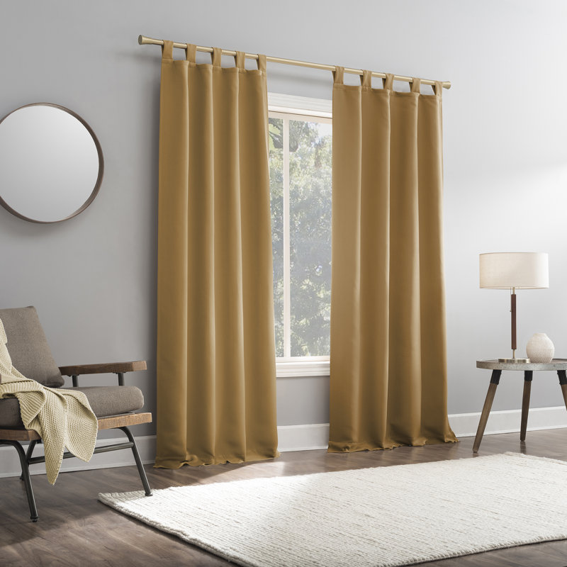 Thermal Blackout Tab Top Curtain Panel - Basics by Wayfair™, 40" W x 63" L, Gold