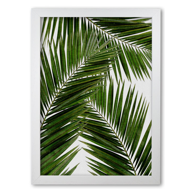 Palm Leaf III - Print, 85 cm H x 60 cm W x 5 cm D, White Grain Frame