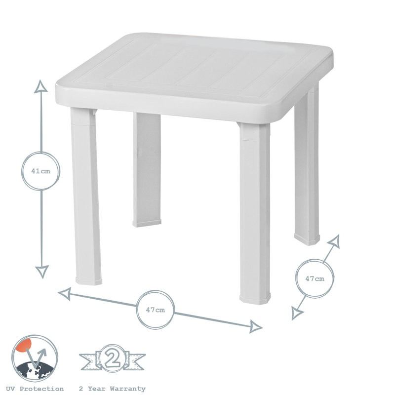 Square Outdoor Side Table , 47cm W 47cm D, Grey, 2 Pieces