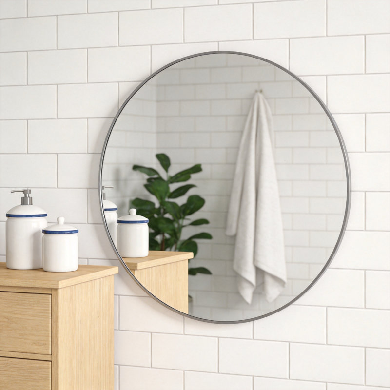 Miroir décoratif, Silver, Round, 32" x 32"