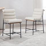 Mutsuo Upholstered Faux Leather Counter Stool with Metal Frame Chic Arm-less Counter Height Bar Stool for Coffee Bar/Kitchen Island