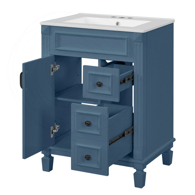 Meuble-lavabo 24 po avec lavabo en céramique et tablette réglable