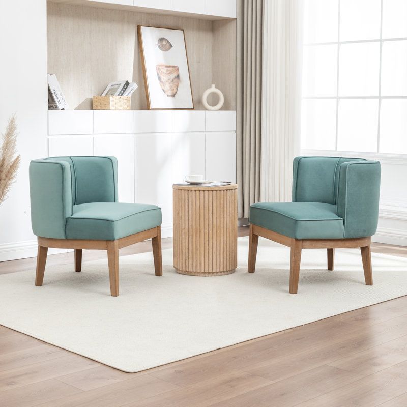 Fauteuil demi-tonneau Karoll, Velours bleu, 2
