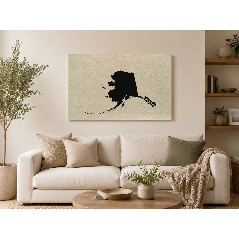 Alaska State Silhouette - Paysage, art mural sur toile, H 20 po x l 24 po