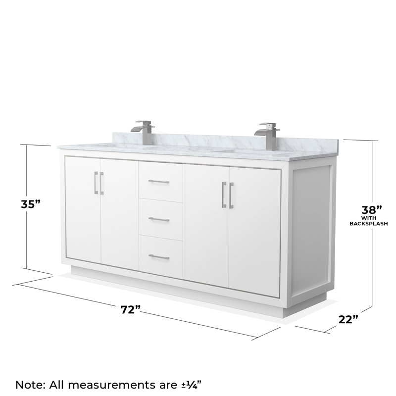 Icon 72" Double Bathroom Vanity Set, Brushed Nickel, White, 72"