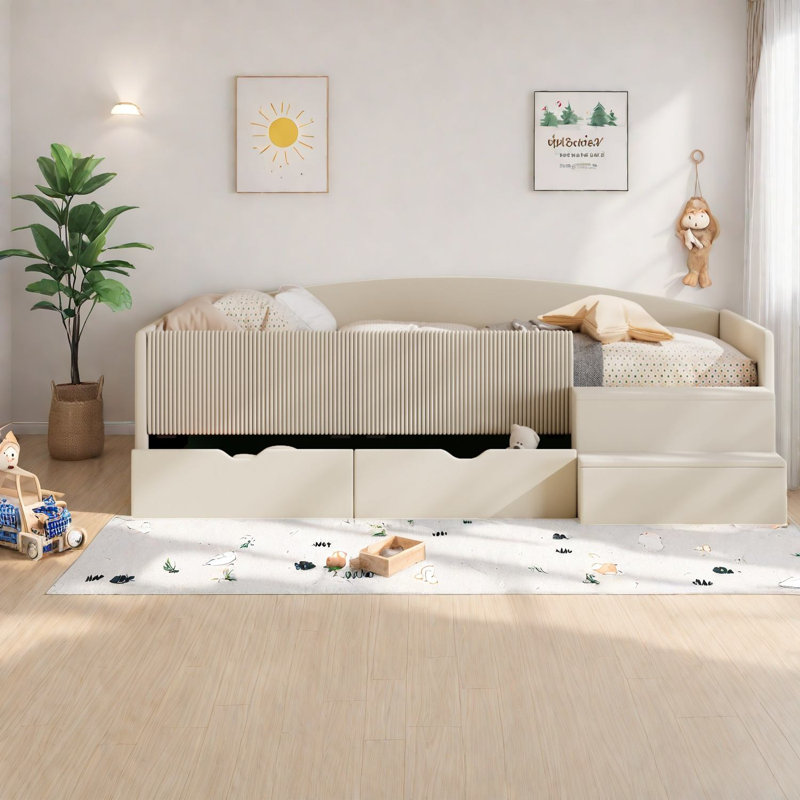 Lits avec rangement, lit de jour moderne en velours aggloméré simple pour petites pièces
