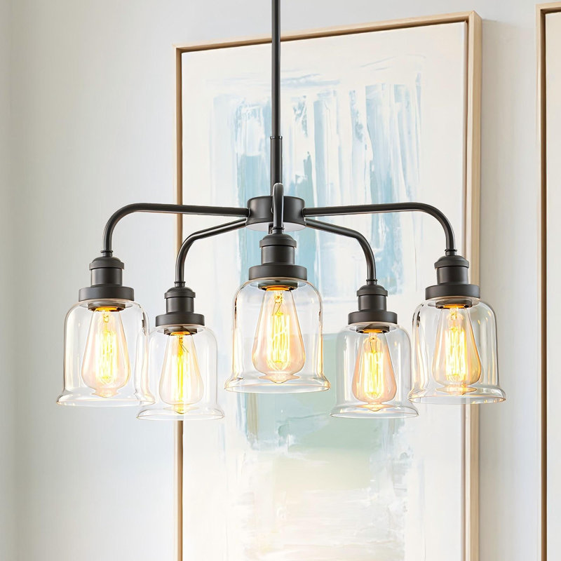 Lustre suspendu en verre transparent à 5 lumières Flarescape