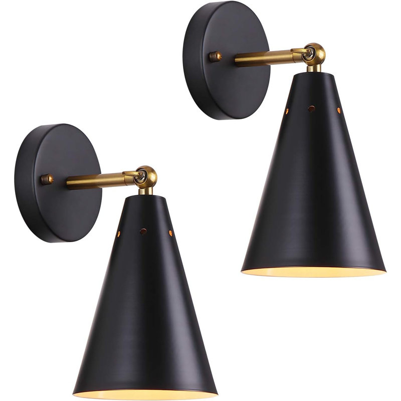 Wall Sconces Set of Two, Modern Sconces Light Fixtures Hardwired with Metal Shade, White