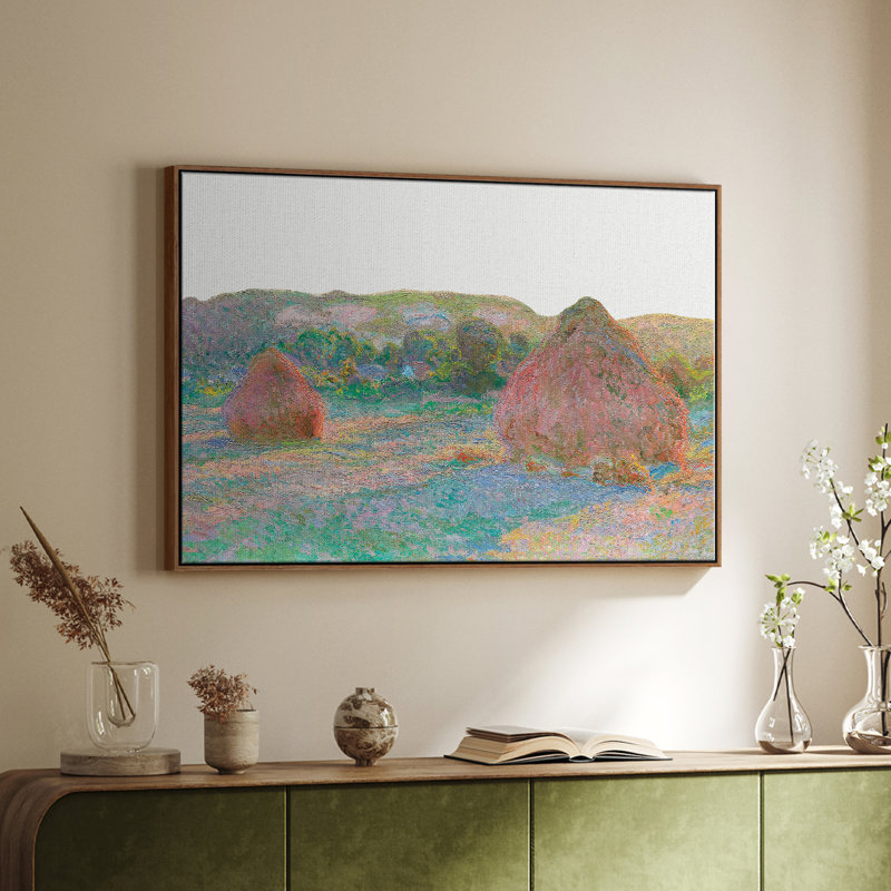 Paysage rétro CLCL, Toile encadrée noyer flottant, H 27 po x l 41 po x P 2 po
