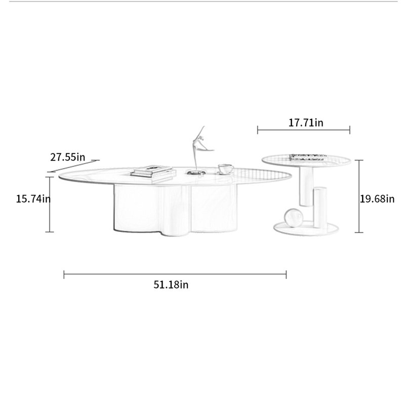 Modern simple cream wind rock table, 15.74" H x 51.18" W x 27.55" D	