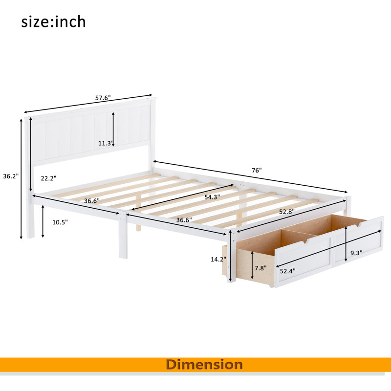 Platform Bed With Under-Bed Drawers