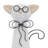 Adalye Stoneware and Metal Cat Figurine with Glasses and Bow - Modern Ceramic Animal Sculpture for Mantel, Shelf, or Tabletop - Whimsical Decorative Accent for Home or Office-267873325