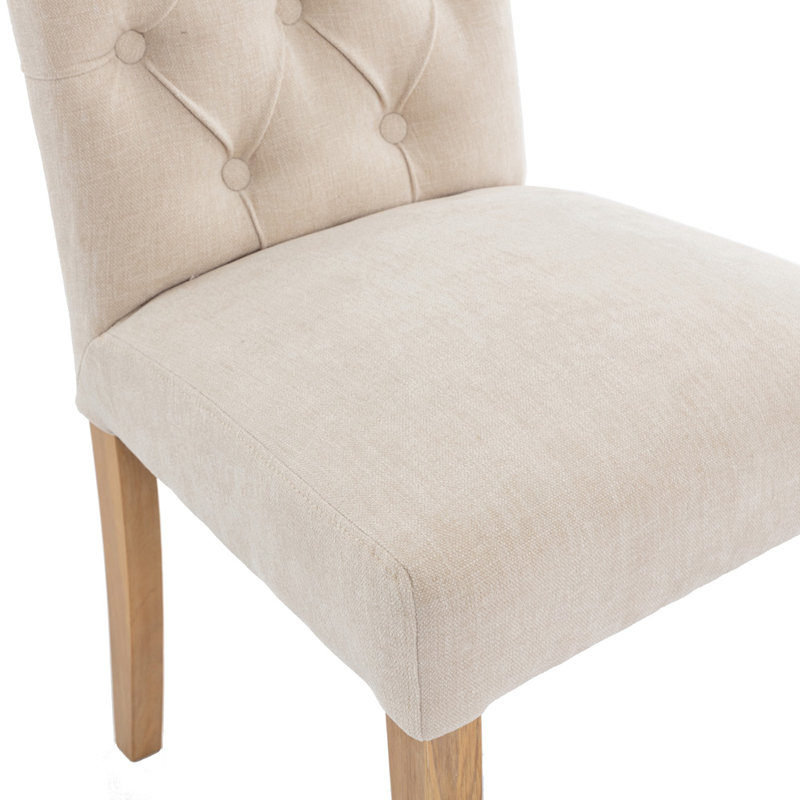 Wing Button Back Scroll Top Chair, Natural, 2, Natural