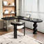 Bureau d'angle en bois massif noir avec pieds en acier inoxydable-1661970807