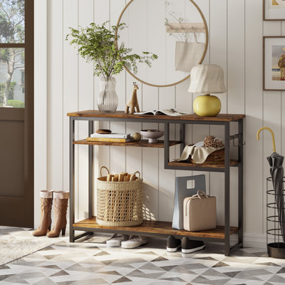 Rosevell 39.4" Console Table for Entryway with 4 Tier Storage Shelves