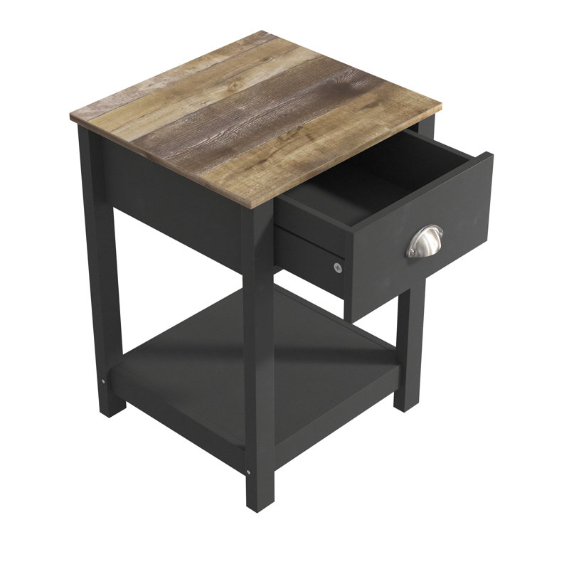 Arduina 3 Piece Bedroom Set, Black/Industrial Oak
