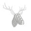 Décoration murale de Noël avec sculpture de tête de renne en bois franc à peindre en blanc - H 22 po x l 21 po x P 16 po