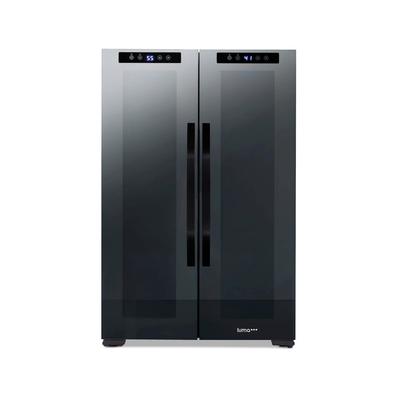 Luma Comfort Shadow Series Black Glass Dual Zone Wine and Beverage Cooler