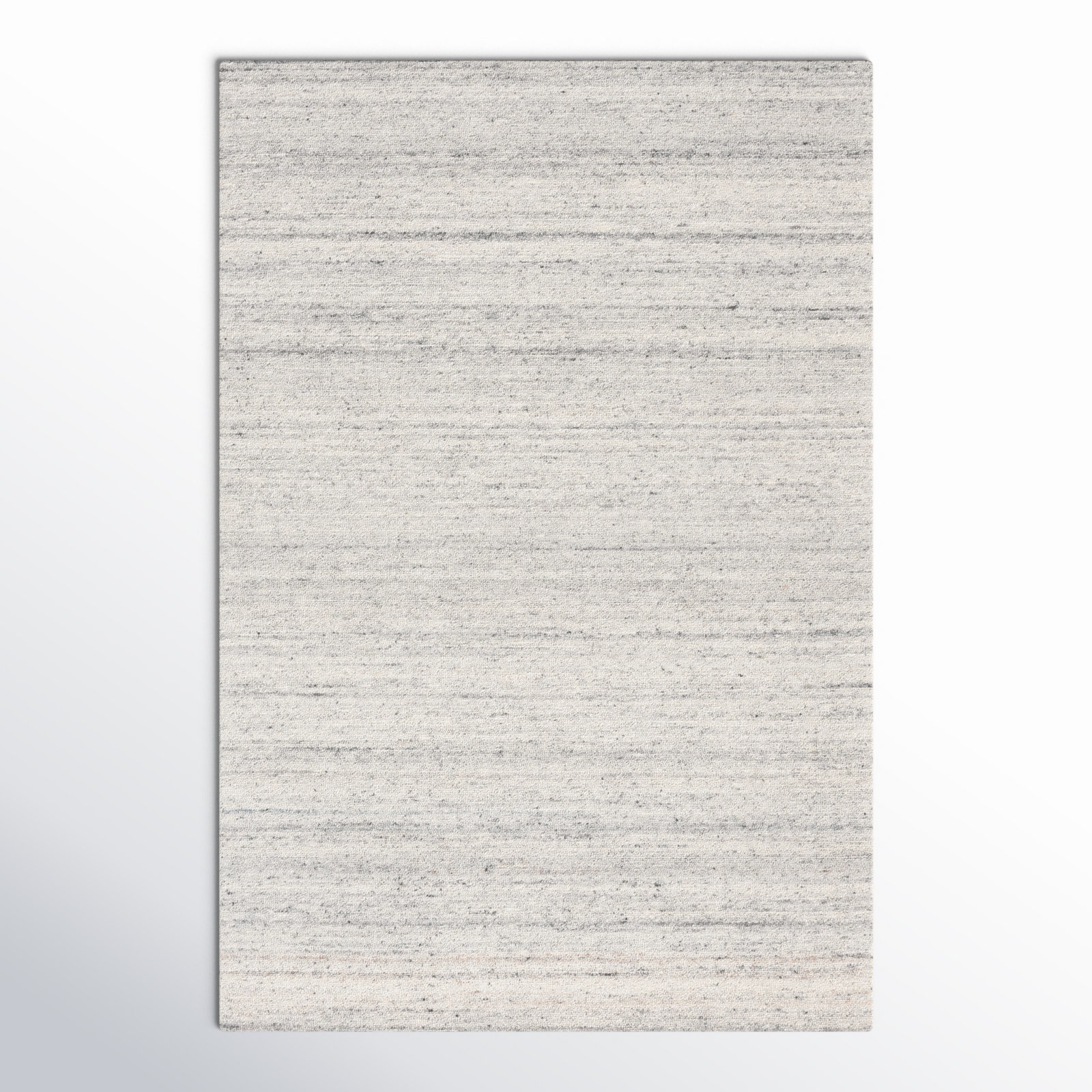 Gray Hand-Woven Striped Wool Rug, Rectangle 4' x 6'