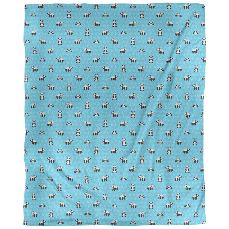 Tissu panda, bleu, L 54 po x l 36 po, Lin naturel paloma