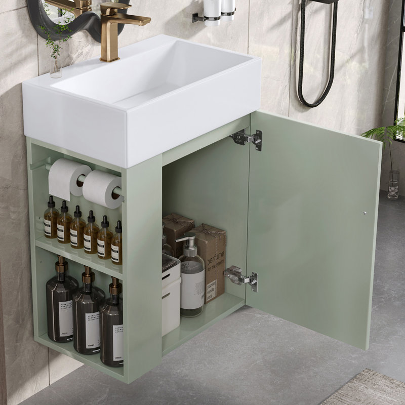 Meuble-lavabo 20 po avec lavabo en céramique, Vert